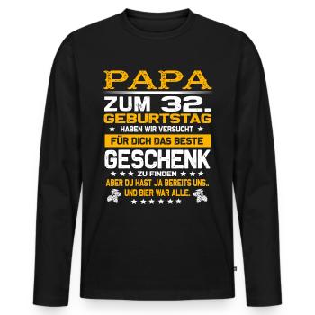 Zum 32. Geburtstag lustiges Bier Spruch - Männer Premium Bio Langarmshirt - Schwarz - Vorne - Nico (187cm)
