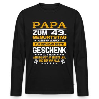 Zum 43. Geburtstag lustiges Bier Spruch - Männer Premium Bio Langarmshirt - Schwarz - Vorne - Nico (187cm)