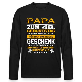 Zum 48. Geburtstag lustiges Bier Spruch - Männer Premium Bio Langarmshirt - Schwarz - Vorne - Nico (187cm)