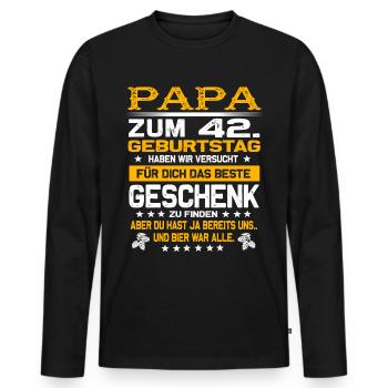 Zum 42. Geburtstag lustiges Bier Spruch - Männer Premium Bio Langarmshirt - Schwarz - Vorne - Nico (187cm)