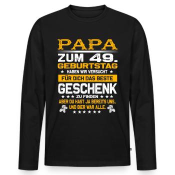 Zum 49. Geburtstag lustiges Bier Spruch - Männer Premium Bio Langarmshirt - Schwarz - Vorne - Nico (187cm)