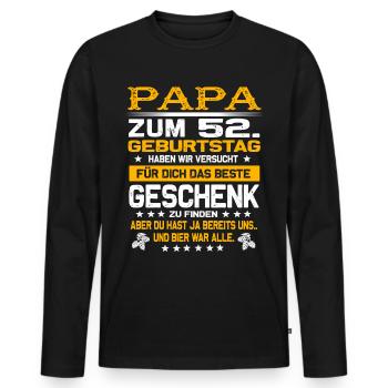 Zum 52. Geburtstag lustiges Bier Spruch - Männer Premium Bio Langarmshirt - Schwarz - Vorne - Nico (187cm)