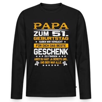 Zum 51. Geburtstag lustiges Bier Spruch - Männer Premium Bio Langarmshirt - Schwarz - Vorne - Nico (187cm)