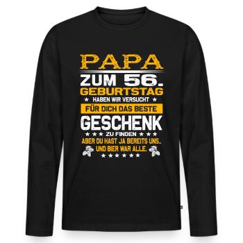 Zum 56. Geburtstag lustiges Bier Spruch - Männer Premium Bio Langarmshirt - Schwarz - Vorne - Nico (187cm)