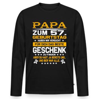 Zum 57. Geburtstag lustiges Bier Spruch - Männer Premium Bio Langarmshirt - Schwarz - Vorne - Nico (187cm)