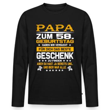 Zum 58. Geburtstag lustiges Bier Spruch - Männer Premium Bio Langarmshirt - Schwarz - Vorne - Nico (187cm)