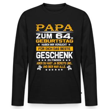 Zum 64. Geburtstag lustiges Bier Spruch - Männer Premium Bio Langarmshirt - Schwarz - Vorne - Nico (187cm)