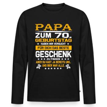 Zum 70. Geburtstag lustiges Bier Spruch - Männer Premium Bio Langarmshirt - Schwarz - Vorne - Nico (187cm)
