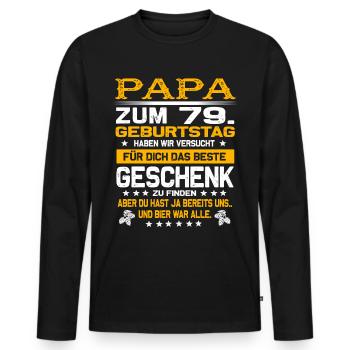 Zum 79. Geburtstag lustiges Bier Spruch - Männer Premium Bio Langarmshirt - Schwarz - Vorne - Nico (187cm)
