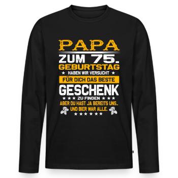 Zum 75. Geburtstag lustiges Bier Spruch - Männer Premium Bio Langarmshirt - Schwarz - Vorne - Nico (187cm)