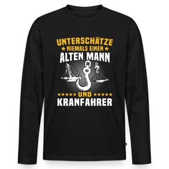 Kranführer Sprüche Kran Kranfahrer - Männer Premium Bio Langarmshirt - Schwarz - Vorne - Nico (187cm)