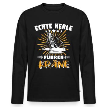 Kranführer Sprüche Kran Kranfahrer - Männer Premium Bio Langarmshirt - Schwarz - Vorne - Nico (187cm)