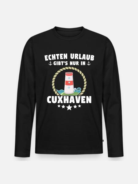 Cuxhaven Souvenir Cuxhavener Nordsee - Männer Premium Bio Langarmshirt - Schwarz