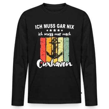 Cuxhaven Souvenir Cuxhavener Nordsee - Männer Premium Bio Langarmshirt - Schwarz - Vorne - Nico (187cm)