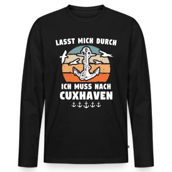 Cuxhaven Souvenir Cuxhavener Nordsee - Männer Premium Bio Langarmshirt - Schwarz - Vorne - Nico (187cm)