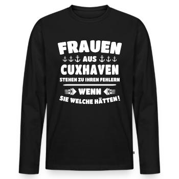 Cuxhaven Souvenir Cuxhavener Nordsee - Männer Premium Bio Langarmshirt - Schwarz - Vorne - Nico (187cm)