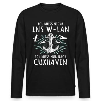 Cuxhaven Souvenir Cuxhavener Nordsee - Männer Premium Bio Langarmshirt - Schwarz - Vorne - Nico (187cm)