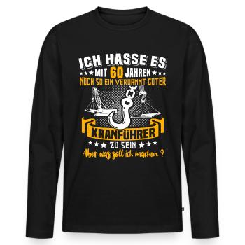 Kranführer 60. Geburtstag 60 Jahre Kran - Männer Premium Bio Langarmshirt - Schwarz - Vorne - Nico (187cm)