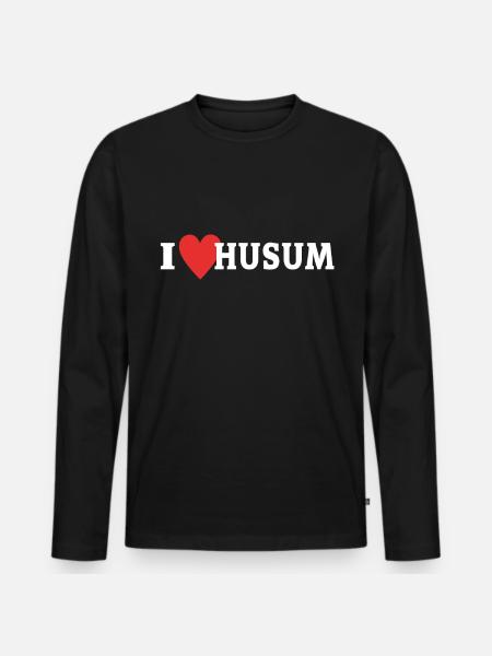 J’aime Husum Liebe Husumer - T-shirt manches longues Premium bio Homme - noir