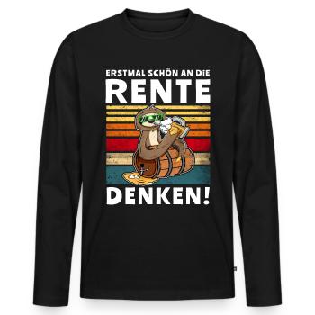 Bier Rente Faultier Saufsprüche Rentner - Männer Premium Bio Langarmshirt - Schwarz - Vorne - Nico (187cm)