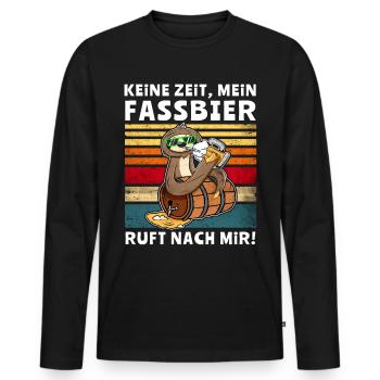 Bier Fassbier Faultier Saufsprüche - Männer Premium Bio Langarmshirt - Schwarz - Vorne - Nico (187cm)