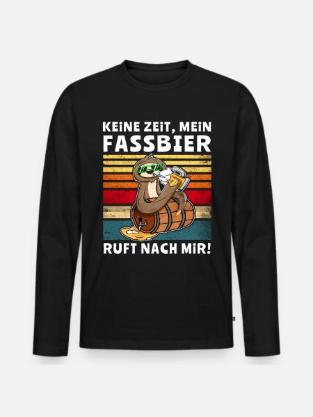 Bier Fassbier Faultier Saufsprüche - Männer Premium Bio Langarmshirt - Schwarz