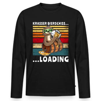 Bier Bierschiss Faultier Saufsprüche - Männer Premium Bio Langarmshirt - Schwarz - Vorne - Nico (187cm)