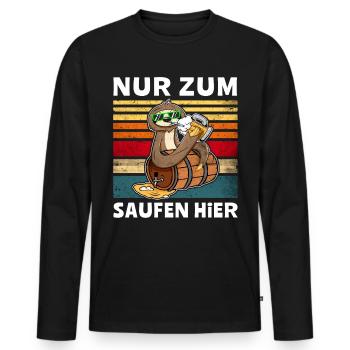 Bier Saufen Faultier Saufsprüche - Männer Premium Bio Langarmshirt - Schwarz - Vorne - Nico (187cm)