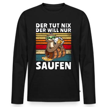 Bier Saufen Faultier Saufsprüche - Männer Premium Bio Langarmshirt - Schwarz - Vorne - Nico (187cm)