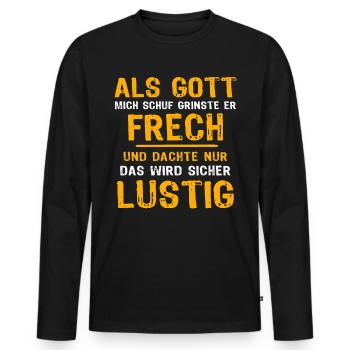 Gott Schuf Grinste Lustig - Männer Premium Bio Langarmshirt - Schwarz - Vorne - Nico (187cm)