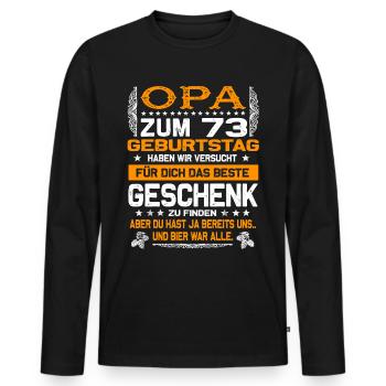Opa 73. Geburtstag lustiges Bier Spruch - Männer Premium Bio Langarmshirt - Schwarz - Vorne - Nico (187cm)