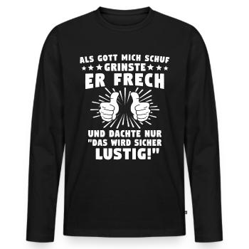 Gott Schuf Grinste - Männer Premium Bio Langarmshirt - Schwarz - Vorne - Nico (187cm)