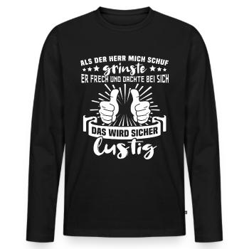 Gott Schuf Grinste - Männer Premium Bio Langarmshirt - Schwarz - Vorne - Nico (187cm)