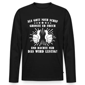 Gott Schuf Grinste - Männer Premium Bio Langarmshirt - Schwarz - Vorne - Nico (187cm)