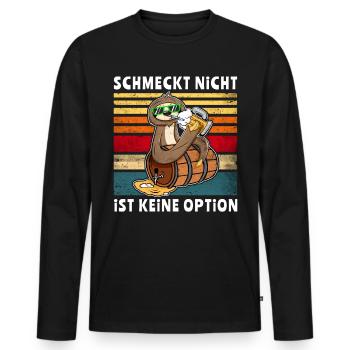 Bier Trinken Faultier Trinksprüche - Männer Premium Bio Langarmshirt - Schwarz - Vorne - Nico (187cm)