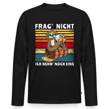 Bier Trinken Faultier Trinksprüche - Männer Premium Bio Langarmshirt - Schwarz - Vorne - Nico (187cm)