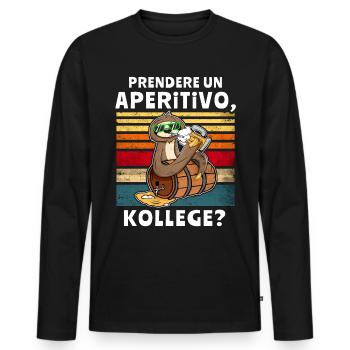 Bier Trinken Faultier Trinksprüche - Männer Premium Bio Langarmshirt - Schwarz - Vorne - Nico (187cm)