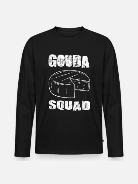 Cheese Lovers - Funny Gouda Squad - Men's Premium Organic Long Sleeve Shirt - black