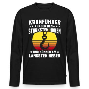 Kranführer Kran Kranfahrer Kranhaken - Männer Premium Bio Langarmshirt - Schwarz - Vorne - Nico (187cm)