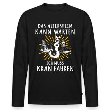 Kranführer Kran Kranfahrer - Männer Premium Bio Langarmshirt - Schwarz - Vorne - Nico (187cm)