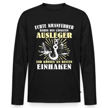 Kranführer Kran Kranfahrer - Männer Premium Bio Langarmshirt - Schwarz - Vorne - Nico (187cm)