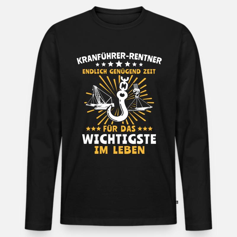 Kranführer Kran Kranfahrer - Männer Premium Bio Langarmshirt - Schwarz