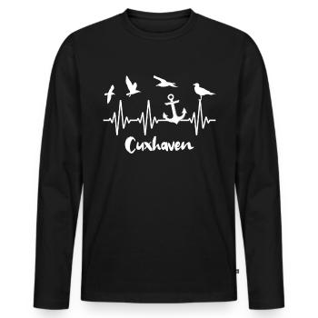Cuxhaven EKG Cuxhavener Herzlinie - Männer Premium Bio Langarmshirt - Schwarz - Vorne - Nico (187cm)