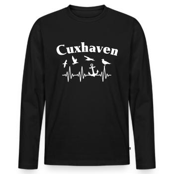 Cuxhaven EKG Cuxhavener Herzlinie - Männer Premium Bio Langarmshirt - Schwarz - Vorne - Nico (187cm)