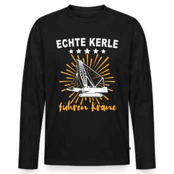 Kranführer Kranfahrer Kran - Männer Premium Bio Langarmshirt - Schwarz - Vorne - Nico (187cm)