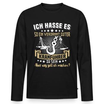 Kranführer Kranfahrer Kran - Männer Premium Bio Langarmshirt - Schwarz - Vorne - Nico (187cm)