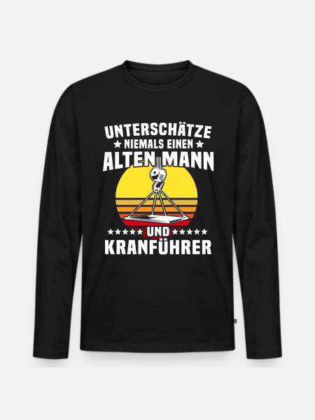 Kranführer Kranfahrer Kran - Männer Premium Bio Langarmshirt - Schwarz