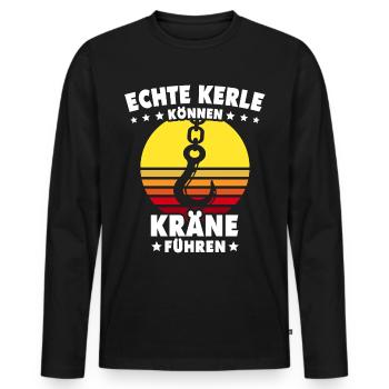 Kranführer Kranfahrer Kran - Männer Premium Bio Langarmshirt - Schwarz - Vorne - Nico (187cm)