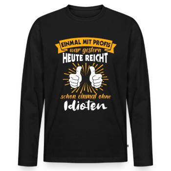 Profis Arbeiten Handwerker - Männer Premium Bio Langarmshirt - Schwarz - Vorne - Nico (187cm)