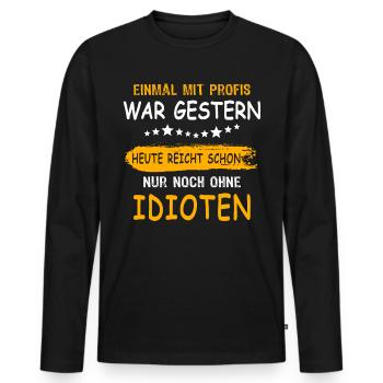 Profis Arbeiten Handwerker - Männer Premium Bio Langarmshirt - Schwarz - Vorne - Nico (187cm)